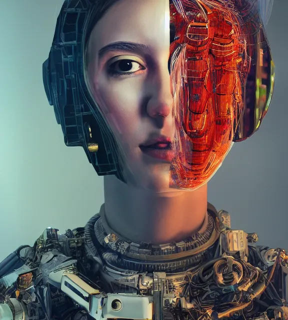 Prompt: hyperrealistic portrait of a woman monster astronaut, sofia coppola, cyberpunk, well lit, intricate abstract. gucci style, intricate artwork, high detail, figurative art, multiple exposure, poster art, 3 d, by stanley kubrick and tooth wu and wlop and beeple, realistic, hyperdetailed, 8 k resolution.