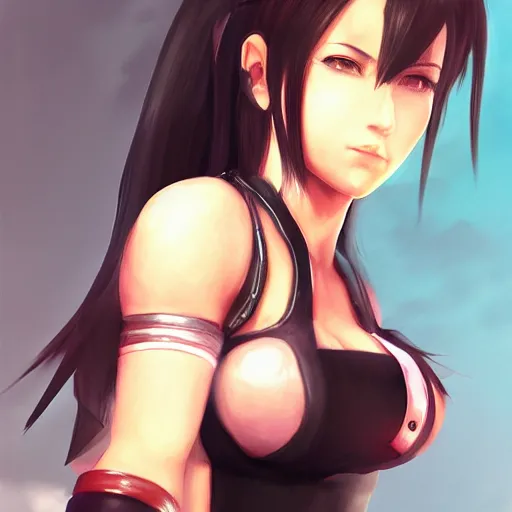 Image similar to high quality art of tifa lockhart with blindfold, trending on artstation