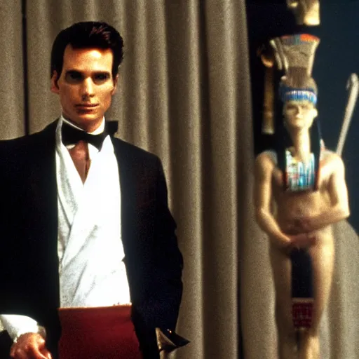 Image similar to Patrick Bateman as an egyptian Pharaoh