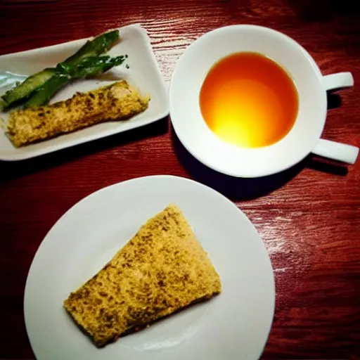 Image similar to “a dinner with hot tea”