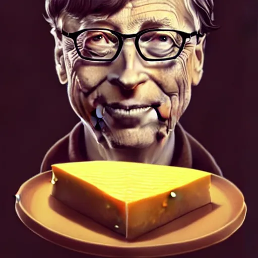 Image similar to bill gates as cheese! being grated hyper detailed, digital art, artstation, cinematic lighting, studio quality, smooth render, by peter mohrbacher, hajime sorayama, wayne barlowe, boris vallejo, aaron horkey, gaston bussiere, craig mullins