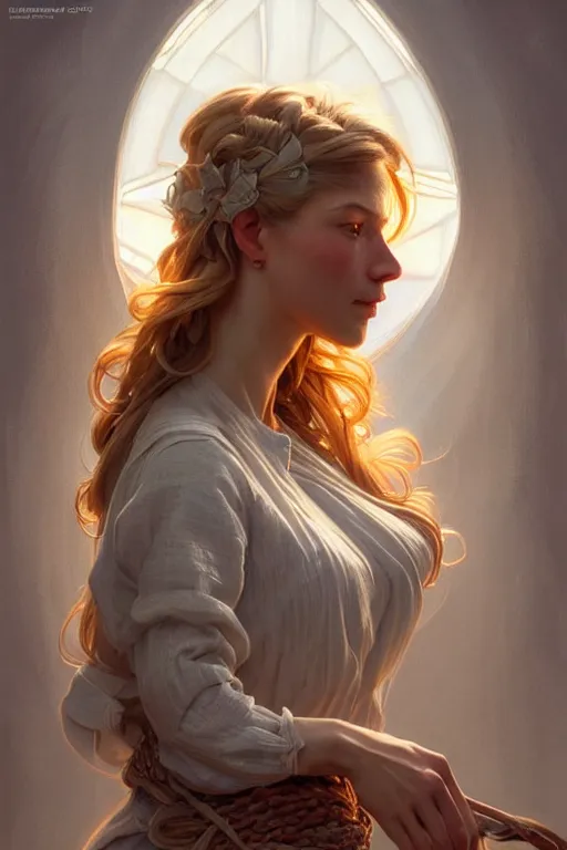 Image similar to clear portrait of a scandinavian attractive women, cottagecore!!, background hyper detailed, character concept, full body, dynamic pose, glowing lights!! intricate, elegant, highly detailed, digital painting, artstation, concept art, smooth, sharp focus, illustration, art by artgerm and greg rutkowski and alphonse mucha