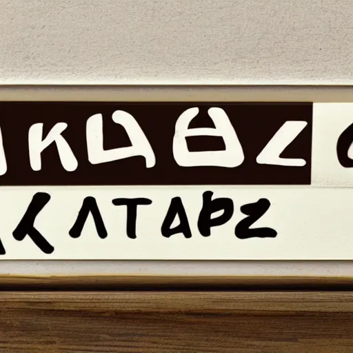 Prompt: the word katzkab written in a middle - age cream white colour banner