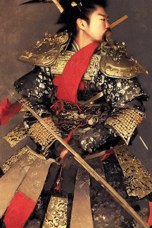 Image similar to close up of a fantasy samurai general in full armor during edo period, by vladimir volegov and alexander averin and delphin enjolras and daniel f. gerhartz