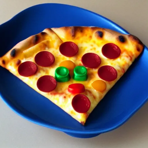 Prompt: pizza made out of lego