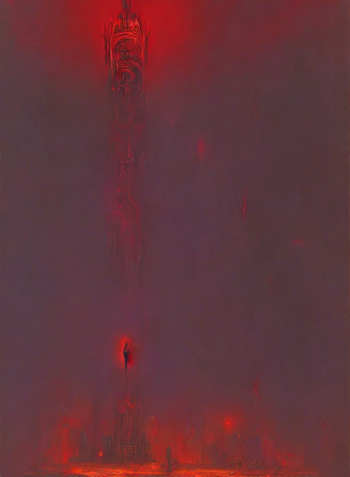 Image similar to the blind liberty of the few, red and purple palette, volume light, fog, by ( h. r. giger ) and paul lehr