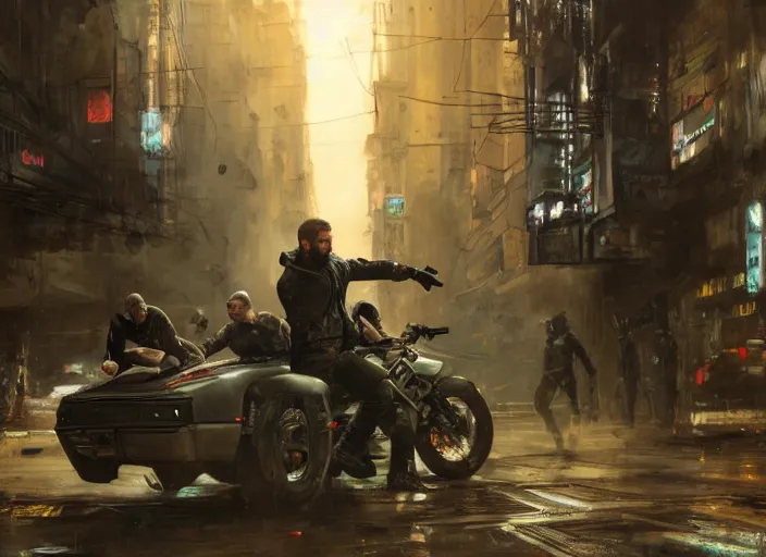 Image similar to sam fisher evading mercs ( blade runner 2 0 4 9, dystopian, cyberpunk 2 0 7 7 character design ). orientalist portrait by john william waterhouse and james gurney and theodore ralli and nasreddine dinet, oil on canvas. cinematic, hyper realism, realistic proportions, dramatic lighting, high detail 4 k