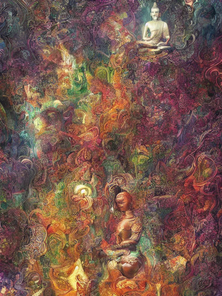 Prompt: buddha realm of samskara by android jones