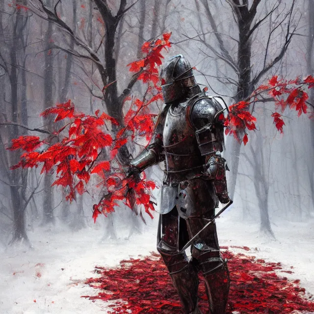 Hyper realistic oil painting of a knight in heavily | Stable Diffusion