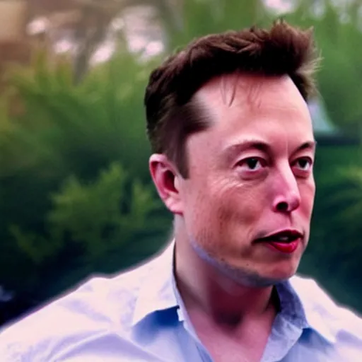 Prompt: a leak screenshot of Elon Musk in a late 2000’s movie, vhs quality, low quality,