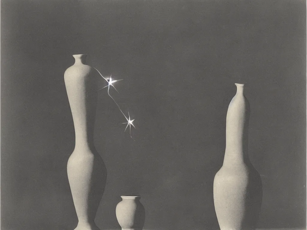 Image similar to flaming gothic stone vase, pot, jug in the shape of a shooting star. karl blossfeldt, salvador dali