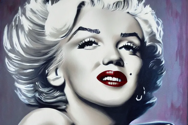 Image similar to Marilyn Monroe. Cinematic. Intricately detailed acrylic painting