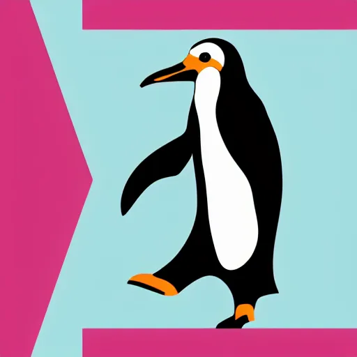 Prompt: realistic penguin professional vector graphic two color