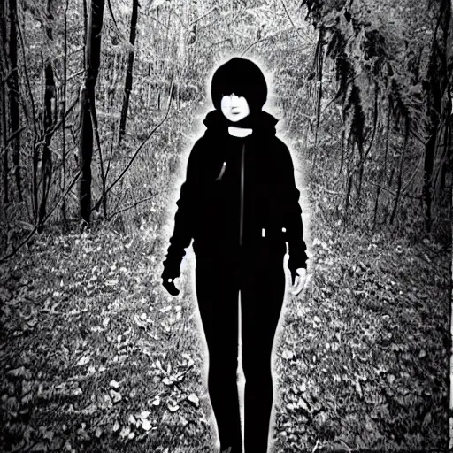 Image similar to chiaki nanami black and white haunted trailcam footage