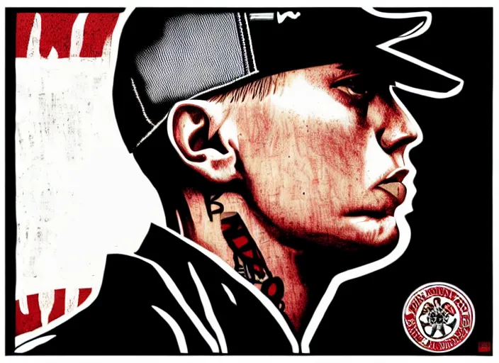 Image similar to Sideview Portrait of eminem by Shepard Fairey