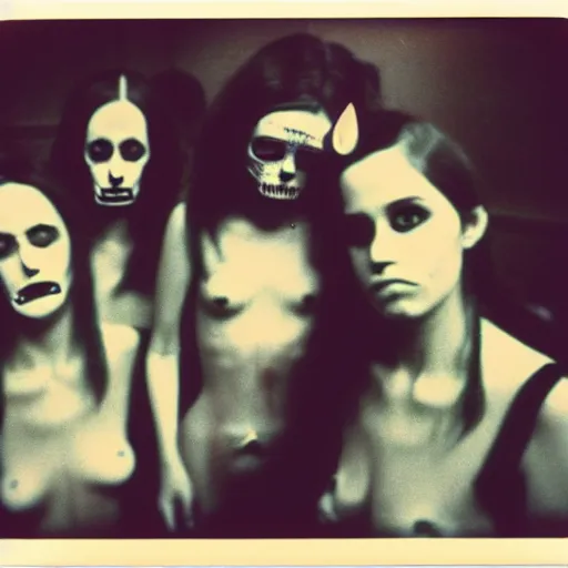 Image similar to the imitators, creepy, horror, uncanny, polaroid, 1 9 7 0 s