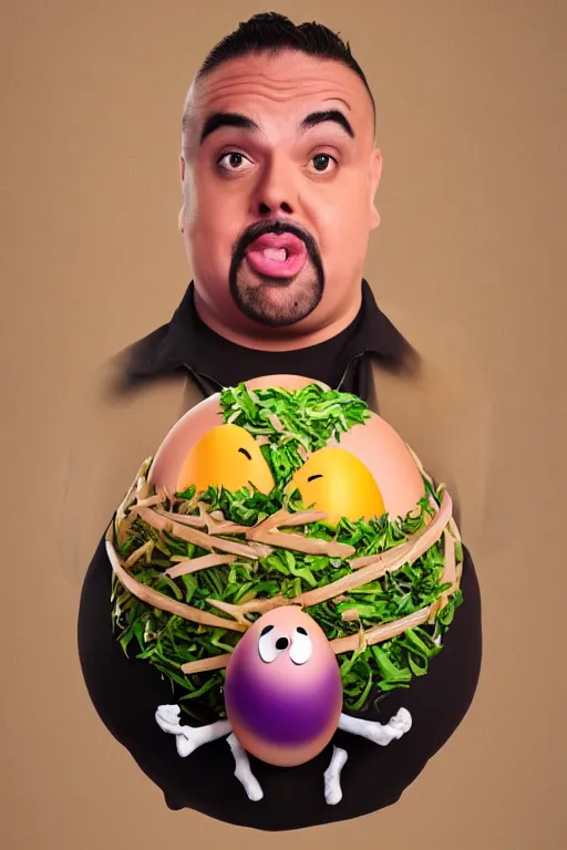 Prompt: 📷 gabriel iglesias comedian the egg 🥚, made of food, head portrait, dynamic lighting, 4 k