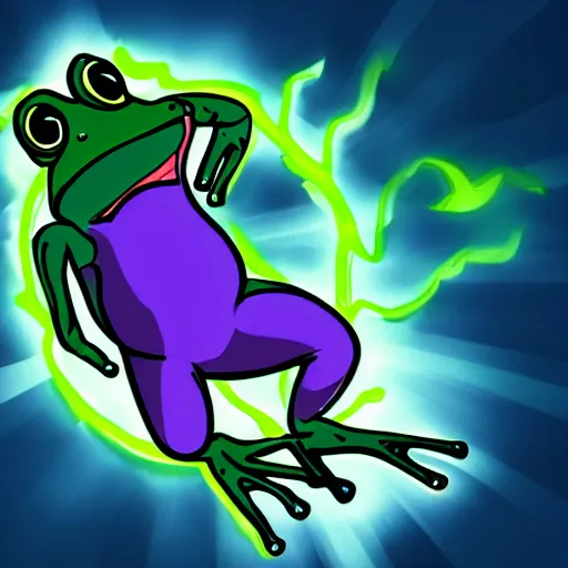 Image similar to frog with lightning super powers