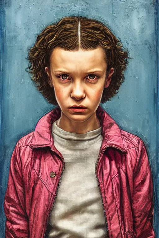 Image similar to Eleven from Stranger things by Tim Okamura, character