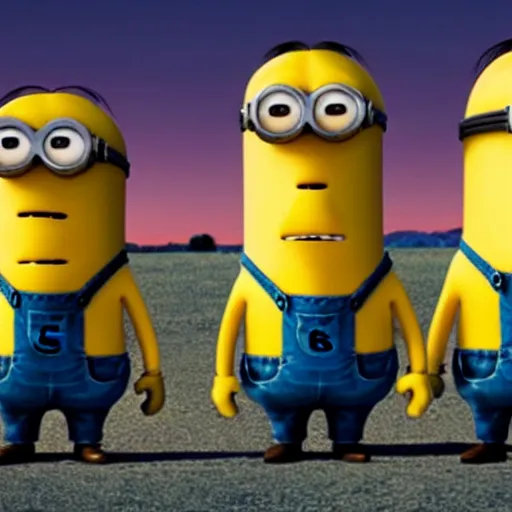Prompt: minions in breaking bad having a chat with walter white