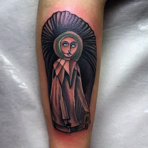 Prompt: remedios varo tattoo design