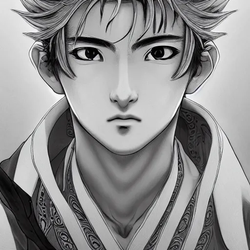 Image similar to an immortal xianxia cultivator as an absurdly handsome, elegant, angelic, young anime man, ultrafine hyperrealistic detailed face illustration by kim jung gi, irakli nadar, intricate linework, sharp focus, bright colors, matte, final fantasy, unreal engine highly rendered, global illumination, radiant light, intricate environment