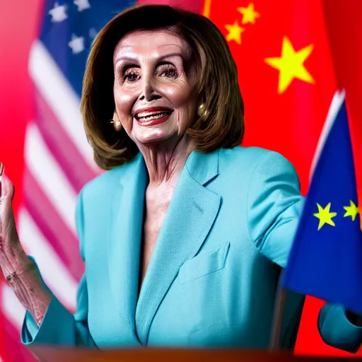 Image similar to nancy pelosi waving chinese flag