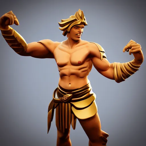 Image similar to greek god fortnite skin, 3 d model, high resolution