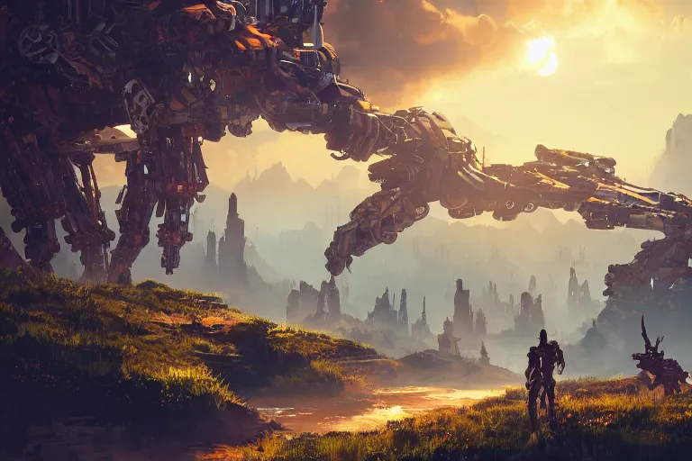 Image similar to stalker machine mecanical creature robot of horizon forbidden west horizon zero dawn bioluminiscence global illumination ray tracing hdr fanart arstation by ian pesty and alena aenami artworks in 4 k