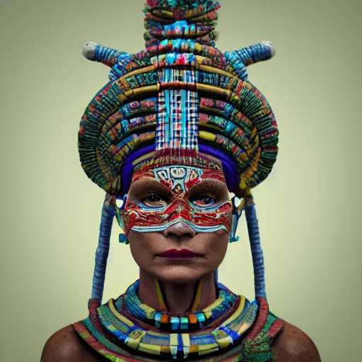 Image similar to mayan priestess, 3 d render, 8 k, sharp focus, realistic