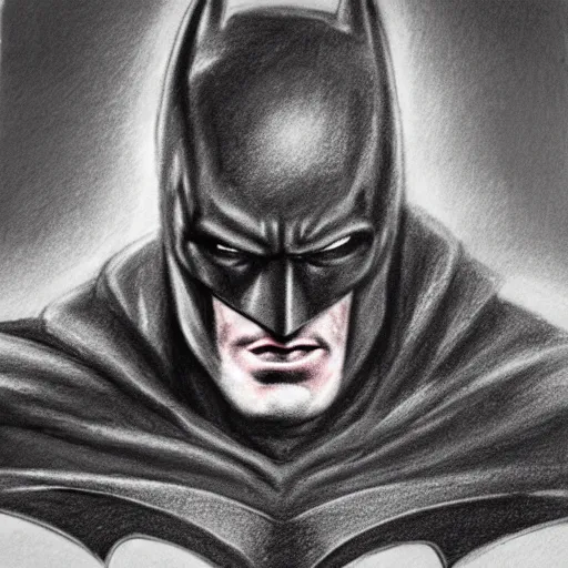 Prompt: charcoal sketch of batman with strong dramatic lighting,