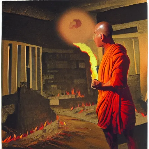 reinterpretation of the photo titled the burning monk Stable