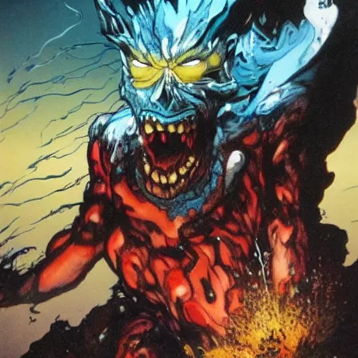 Image similar to a danger elemental, whirling energy made of danger ( dramatic, cinematic by simon bisley )