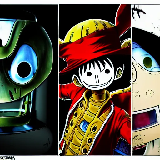 Image similar to alien robot luffy, thief, photography, by greg