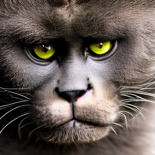 Image similar to a feline cat - gorilla - hybrid, animal photography