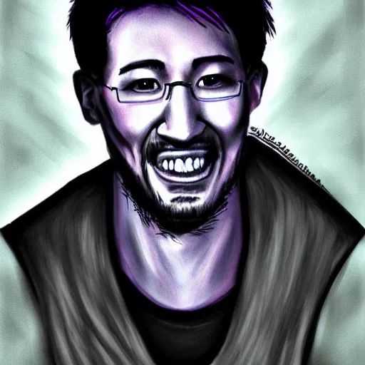 Image similar to markiplier in a dark dungeon digital painting art