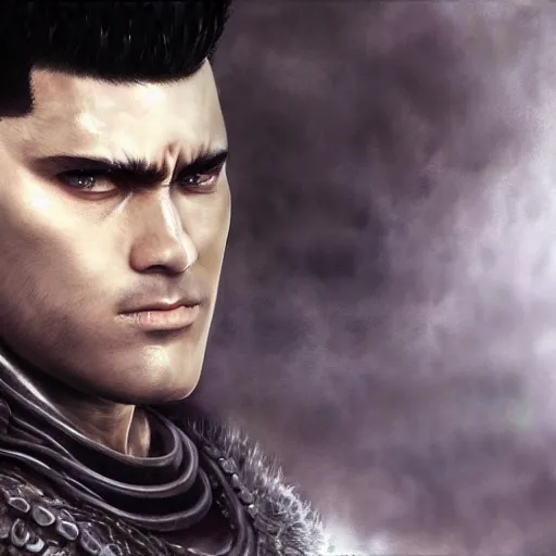 Image similar to photoshop photo edited by expert painting photorealistic shockingly amazing portrait of guts from berserk ,extremely detailed, made by wlop and maxwell boas