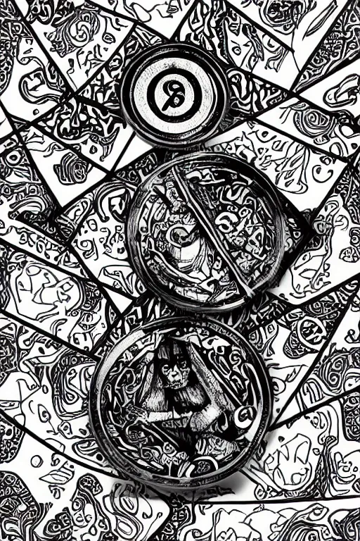 Image similar to black and white illustration, creative design, talisman token for strength