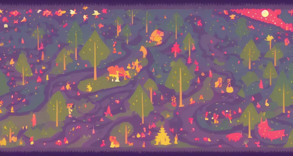 Prompt: Enchanted and magic forest, by Kurzgesagt,