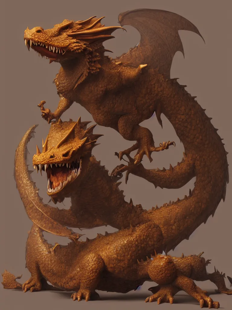 Image similar to a masterpiece design of a chunky dragon by justin gerard, octane render, 8 k