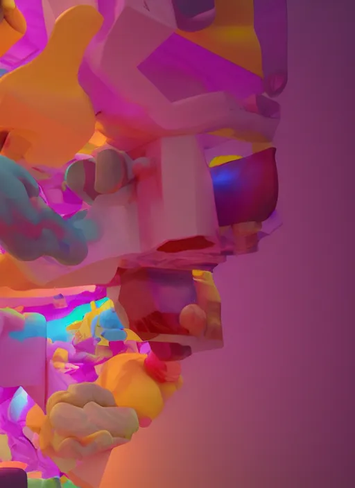 Prompt: : soft abstract colorful art installation zbrush vr dalle2 3d render octane unrealengine