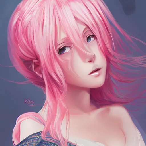 Image similar to anime girl, pink hair, gorgeous, amazing, elegant, intricate, highly detailed, digital painting, artstation, concept art, sharp focus, illustration, art by Ross tran