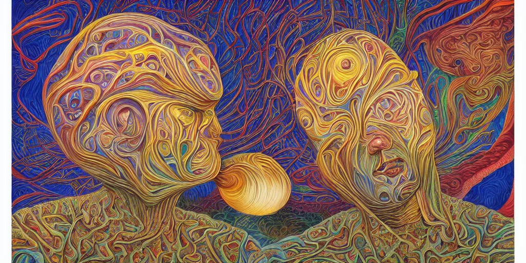 Image similar to theologue by alex grey in the style of surrealism, intricate, elegant, highly detailed, digital painting, trending on artstation, concept art, sharp focus, by rene magritte, moebius, wide shot