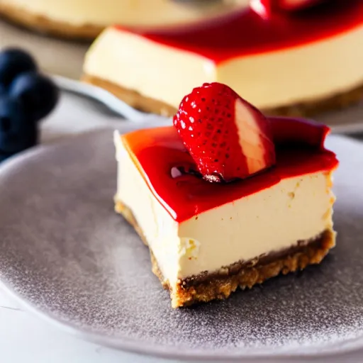 Prompt: close view of a delicious sweet and perfect baby cheesecake piece, award winning, 4 k, beautiful