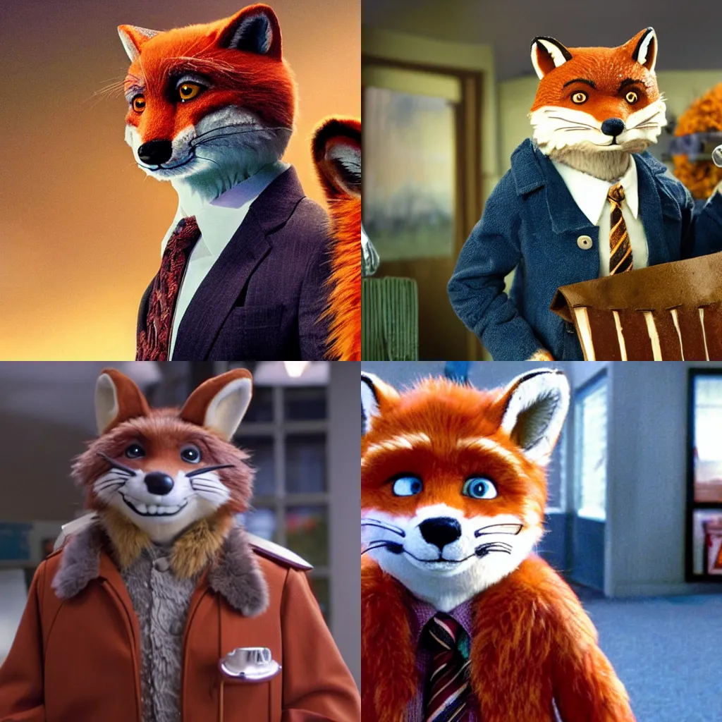 Prompt: michael scott as a fox in the film fantastic mr fox