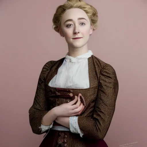 Prompt: a photoshoot of Saoirse Ronan in period dress,