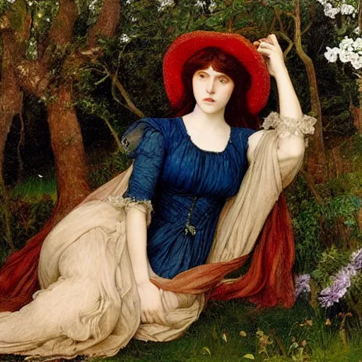 Image similar to a romantic pre-raphaelite painting of Grimes in nature