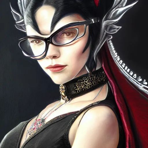 Image similar to a portrait a older anya taylor - joy as bayonetta, urban motifs, intricate, elegant, highly detailed, digital painting, trending on artstation, concept art, smooth sharp focus, illustration, art by artgerm and greg rutkowski