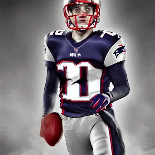 Prompt: emma watson in new england patriots football uniform fanart, digital art