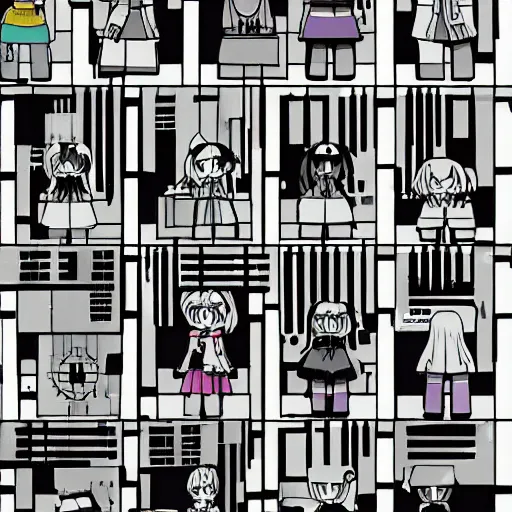 Prompt: brutalist kawaii anime girl brutalist brutalist chibi kawaii anime